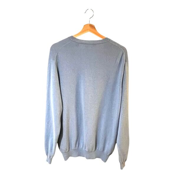 Folio New York Mens 100% Cashmere Sweater M Baby Blue V-Neck Quiet Luxury Preppy - Picture 2 of 6